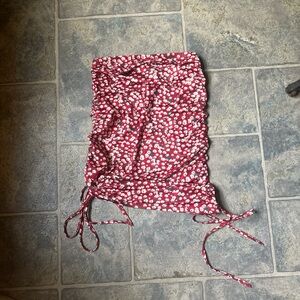 SHEIN Red and White Floral Skirt